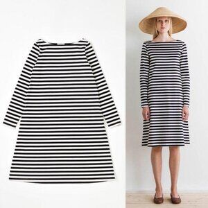 Samuji Renja Striped Midi Long Sleeve Minimal Dres
